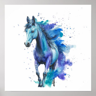 Poster Cheval Coloré Art à l'Aquarelle – Art de l'Animal