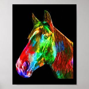 Poster Cheval Coloré Art Horseback Riding Lover Artsy Ho