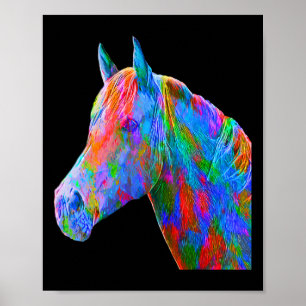 Poster Cheval Coloré Art Horseback Riding Lover Artsy Ho