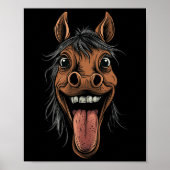 Poster Cheval cool Montrant Langue Chevaux Équitation À C (Devant)