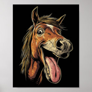Poster Cheval cool Montrant Langue Chevaux Équitation À C