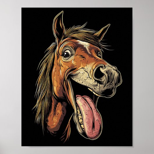 Poster Cheval cool Montrant Langue Chevaux Équitation À C (Devant)