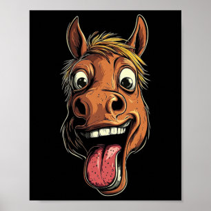 Poster Cheval cool Montrant Langue Chevaux Équitation À C