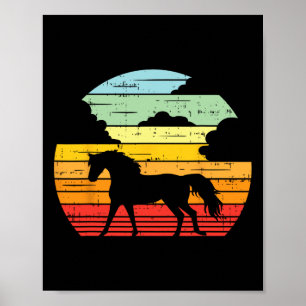 Poster Cheval Coucher de soleil Rétro équitation équitati