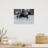 Poster Cheval courant à travers la neige (Cuisine)