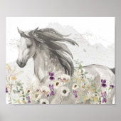 Poster Cheval courant dans Flower Field (Devant)