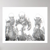 Poster Cheval Courses Jockey Riding Black Blanc Imprimer (Devant)