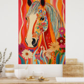 Poster Cheval d'alimentation en fleurs (Cuisine)