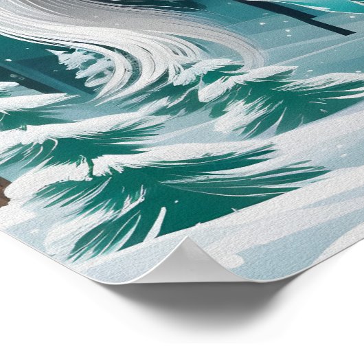 Poster Cheval d'argent vert dans la forêt enchantée (Coin)