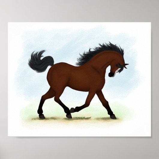 Poster Cheval De Baie Avec Lame Équestre (Devant)