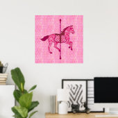 Poster Cheval de carrousel - Fuchsia rose (Bureau à domicile)