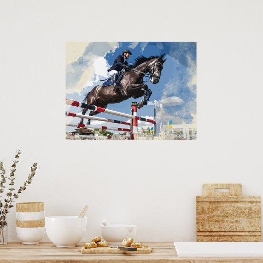 Poster Cheval de cavalier en compétition (Cuisine)