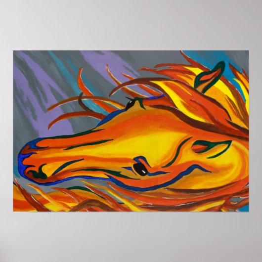 Poster Cheval de couleur (Devant)