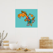 Poster cheval de course drôle dessin animé de cheval cour (Cuisine)