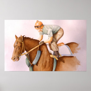 Poster Cheval de course et Jockey