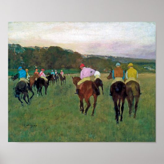 Poster Cheval de course Longchamp, Edgar Degas (Devant)