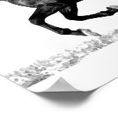 Poster Cheval de course noir et blanc (Coin)