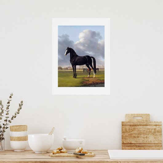 Poster Cheval de course noir vers 1828 (Cuisine)