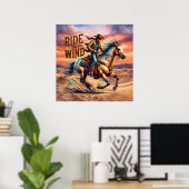 Poster Cheval de cow-boy occidental cool (Bureau à domicile)