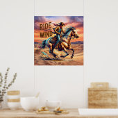 Poster Cheval de cow-boy occidental cool (Cuisine)