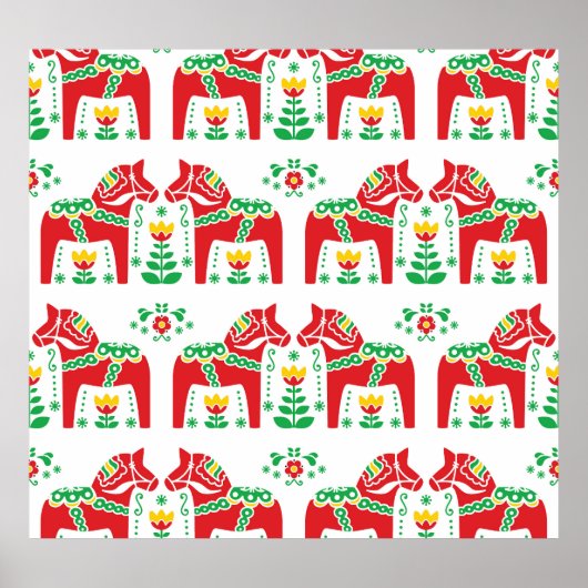 Poster Cheval de Dala suédois : Art folklorique (Devant)