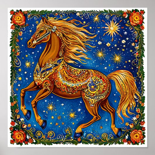 Poster 🎨 Cheval de dessin animé de conte de fée, illustr (Devant)