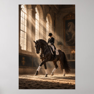 Poster Cheval de dressage classique dans le mur de la gra