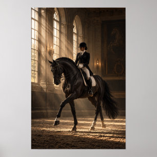Poster Cheval de dressage classique dans un grand manège