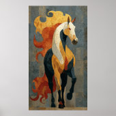 Poster Cheval de Feu Abstrait – Art Équestre Moderne Auda (Devant)