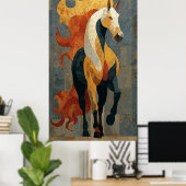 Poster Cheval de Feu Abstrait – Art Équestre Moderne Auda (Bureau à domicile)