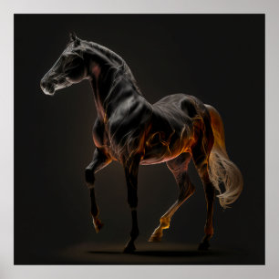 Poster Cheval de feu, Couleurs Abstraites, Mur d'impressi