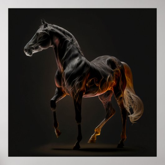 Poster Cheval de feu, Couleurs Abstraites, Mur d'impressi (Devant)