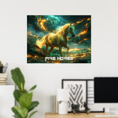 POSTER CHEVAL DE FEU - ZODIAQUE CHINOIS - (Bureau à domicile)