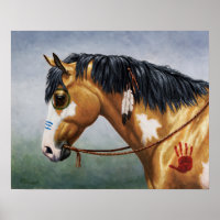 Cheval de guerre amérindien Buckskin Pinto