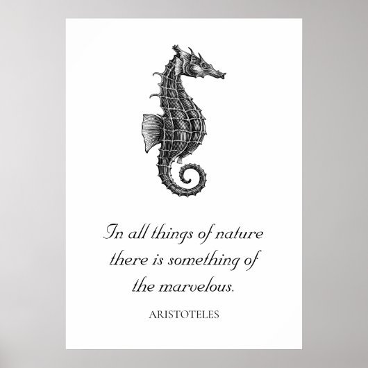 Poster Cheval de mer d'antiquité noir avec Citation inspi (Devant)