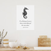 Poster Cheval de mer d'antiquité noir avec Citation inspi (Cuisine)