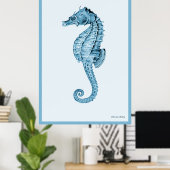 Poster Cheval De Mer En Bleu (Bureau à domicile)
