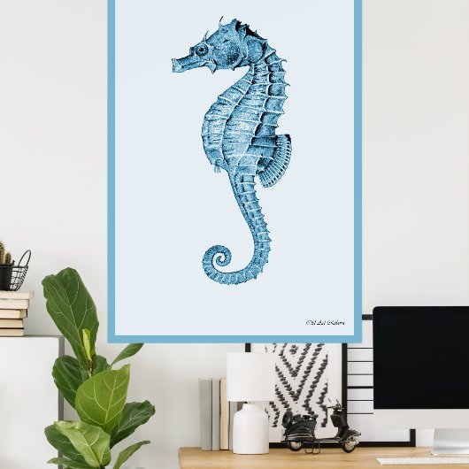 Poster Cheval De Mer En Bleu (Bureau à domicile)
