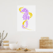 Poster Cheval de mer violet, jaune et algues (Cuisine)