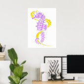 Poster Cheval de mer violet, jaune et algues (Bureau à domicile)
