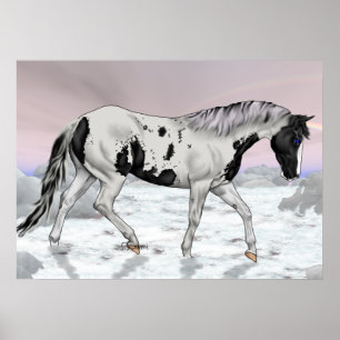 Poster Cheval de peinture paysage mystique nuageux