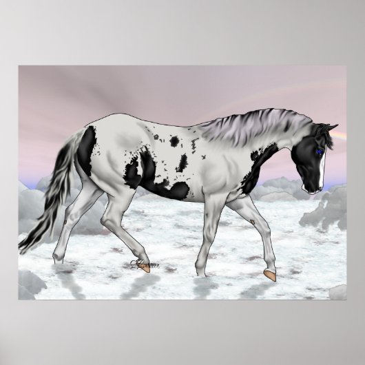 Poster Cheval de peinture paysage mystique nuageux (Devant)