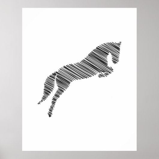 Poster Cheval de saut | Scribble Horse | Entraîneur de ch (Devant)