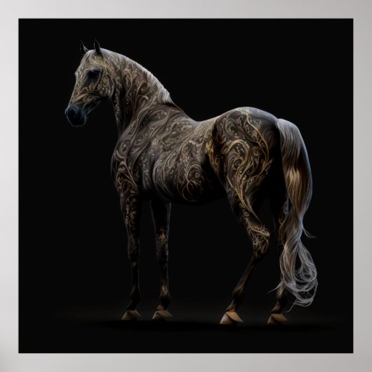 Poster Cheval de tatouage, Couleurs Abstraites, Mur d'imp (Devant)