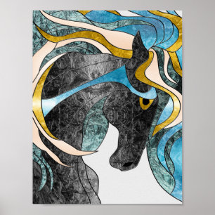 Poster Cheval de Verre Abstrait - Équine moderne