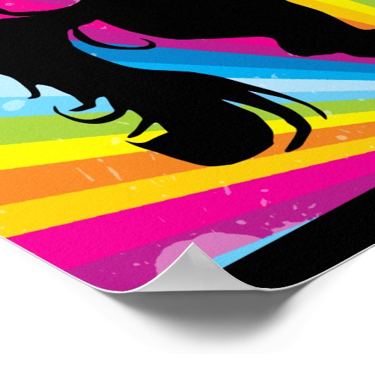 Poster Cheval d'élevage en silhouette Techno arc-en-ciel (Coin)