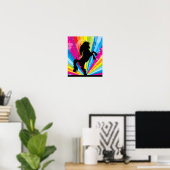 Poster Cheval d'élevage en silhouette Techno arc-en-ciel (Bureau à domicile)
