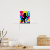 Poster Cheval d'élevage en silhouette Techno arc-en-ciel (Cuisine)