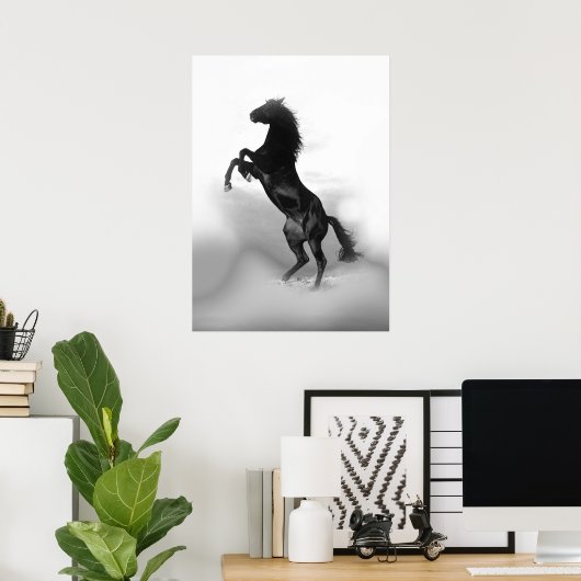 Poster Cheval d'élevage noir blanc (Bureau à domicile)