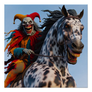 Poster Cheval déplaisant Clown équitation